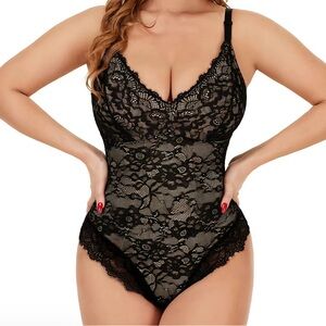 Women’s Popilush Black Lace Shapewear Bodysuit NEW XL X Large